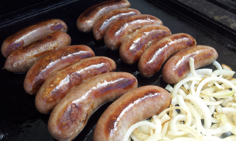 Saint Johns Butchery sausages on the BBQ